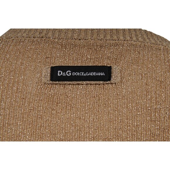 Dolce & Gabbana Womens V Neck Metallic Sweater Medium Pullover Long Sleeve - Picture 10 of 11